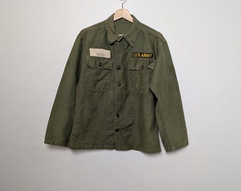 1960s US Army OG 107 Vietnam Button Up Shirt