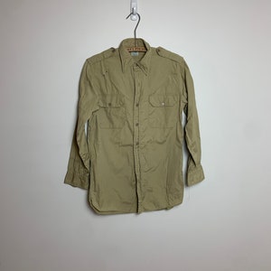 1960s Button Up Army Style Work Shirt