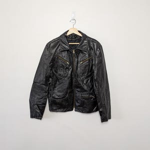 Blouson en cuir noir années 70