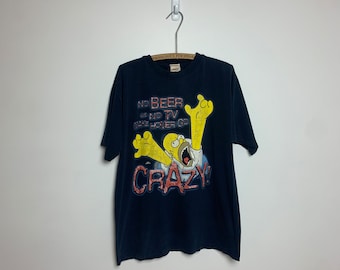 1998 Homer Simpson "No Beer & No TV Make Homer Go Crazy" T-Shirt