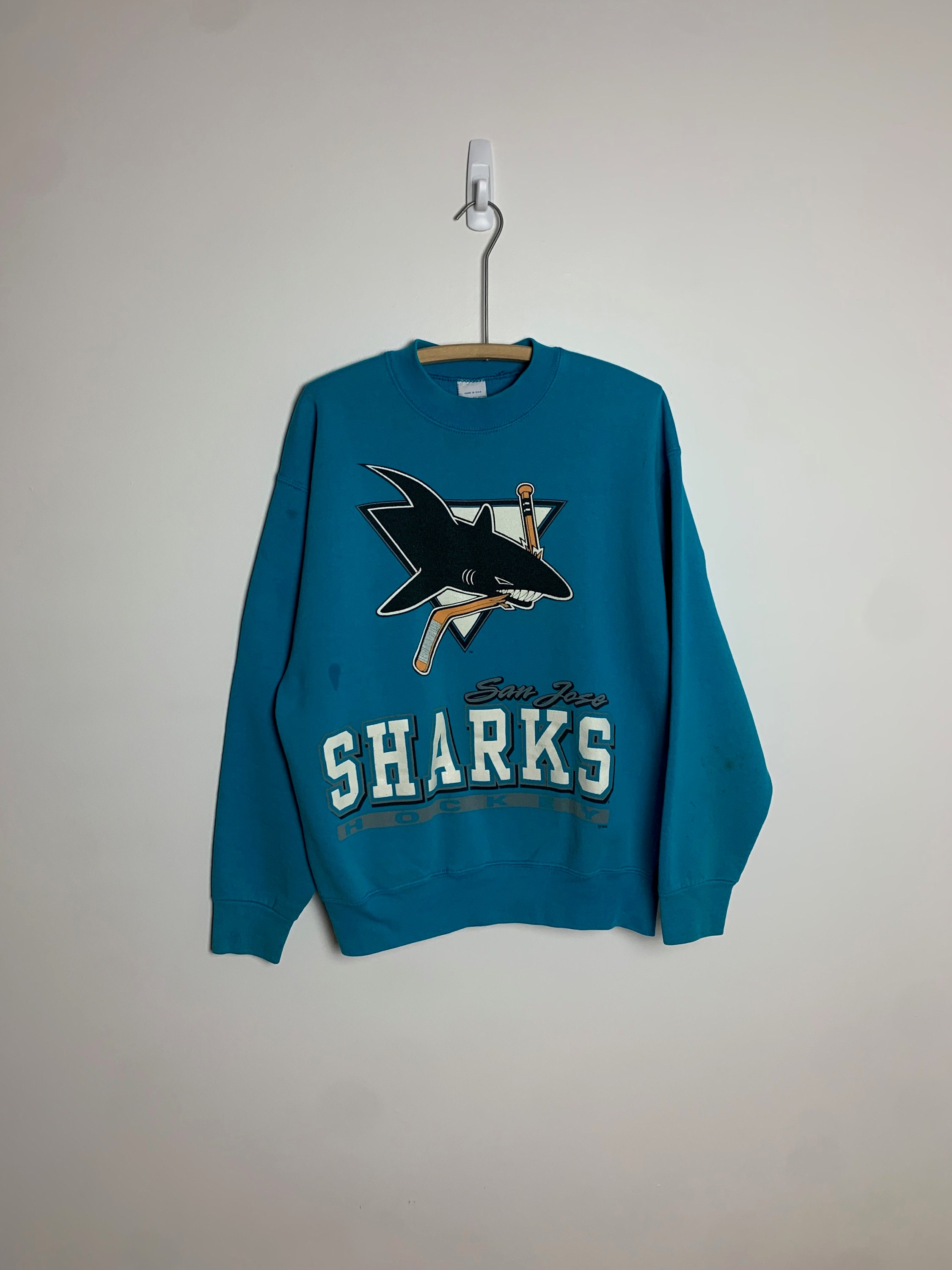 90's San Jose Sharks Nutmeg NHL T Shirt Size Large/XL – Rare VNTG