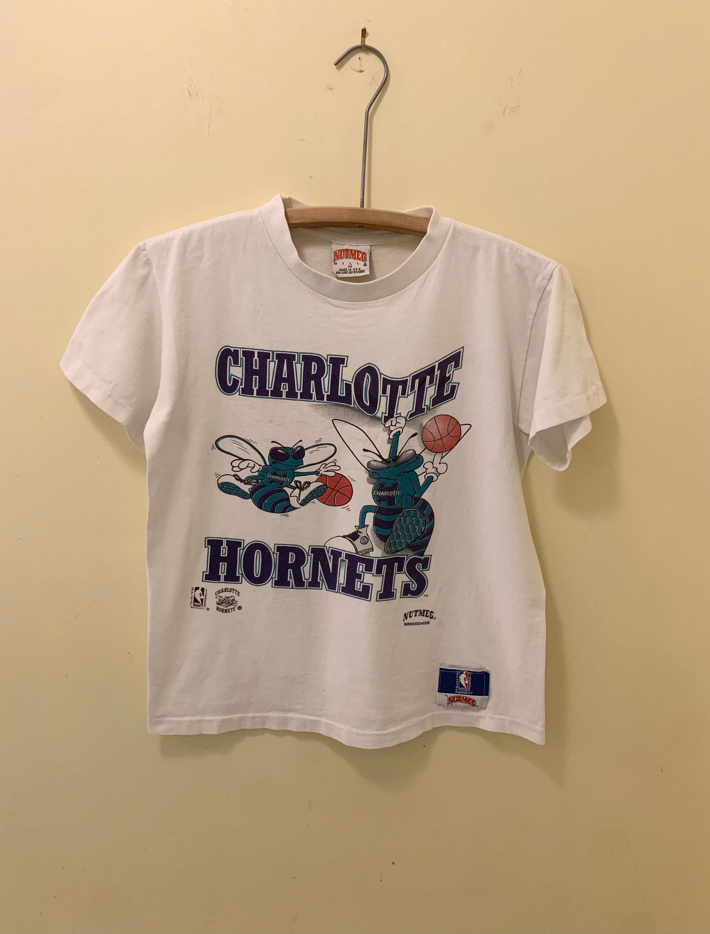 1996-97 Charlotte Hornets Game Issued Purple Warm Up Shirt XL DP07999