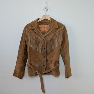 1980s Fringe Suede Jacket - Vintage 80s Leather Jacket - Western Fringe Jacket - Retro Suede Jacket - Boho Cowboy Coat
