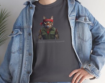 Camiseta unisex de algodón grueso Tough Kitty, camiseta para amantes de los gatos, camiseta con gráficos de animales, camiseta genial con felino, regalo para dueños de mascotas, camiseta informal