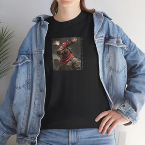 Military Moose Unisex Tee, Moose Lover Shirt, Nature Graphic T-Shirt, Wildlife Tee, Outdoor Adventure Top
