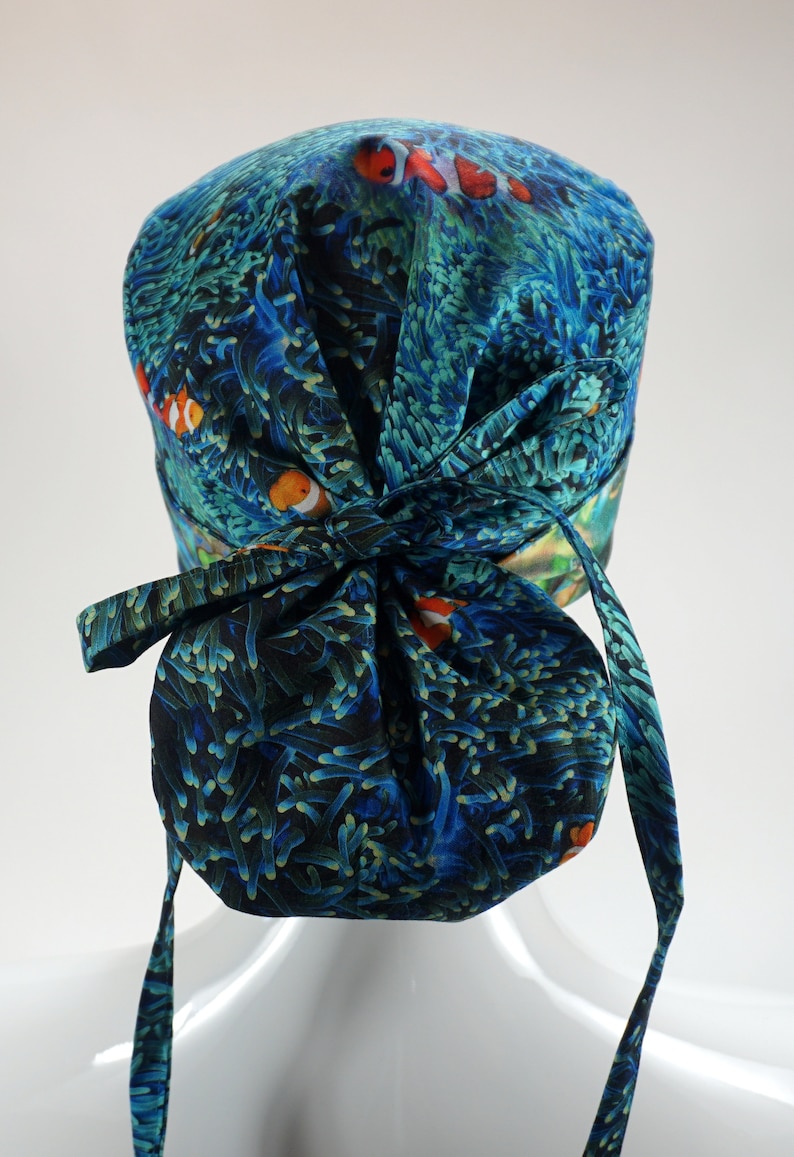 Anemone Reversible Ponytail Scrub Hat Clown Fish Nemo Digital Prints OR Hat Abalone Surgical Hat Scrub Cap
