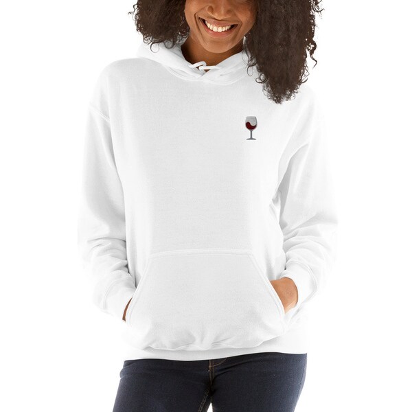 Classic Unisex Hoodie - Embroidered - Wine Glass