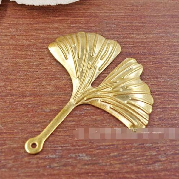 6pcs Raw Brass Earring Charms Earring Supply- Gingko Leaf Shaped Earring connector-Earring findings-jewelry supply 27mm*25mm