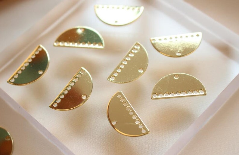 6pcs Brass Earring Charms Earring Supply Half Round Shape Earring connector-Earring findings-jewelry supply 21mm*10mm
