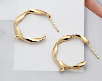 6pcs Zn Alloy Plated Gold Charm Earring Supply Earring Post/stud C Shape Earring connector-Earring findings-jewelry supply 30mm*20mm
