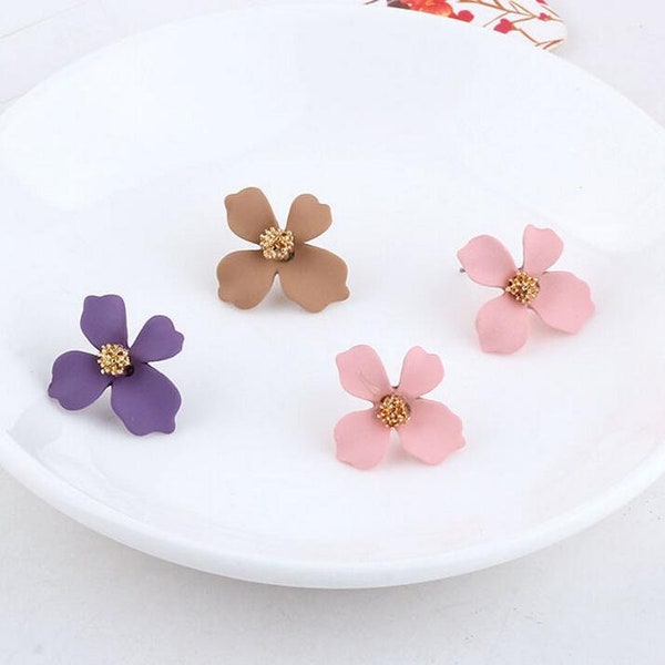 6pcs Zn Alloy Gold Earring Charm Earring Supply Earring Post/stud 3D Flower Shape Earring connector-Earring findings-jewelry supply 20*22mm