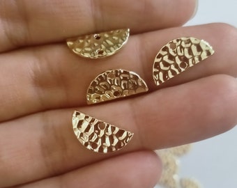 6pcs Zn Alloy Earring Charm Gold Silver Earring Supply- Half Round Shape Earring connector-Earring findings-jewelry supply 15mm*8mm