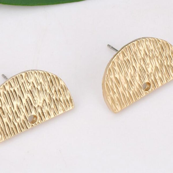 6pcs Zn Alloy Plated Matted Gold Earring Charm Earring Supply Semiround Shape Earring connector-Earring findings-jewelry supply 20mm*12mm