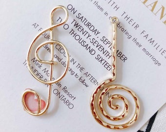6pcs Zn Alloy Plated Gold Earring Charms Earring Supply Music Note Lollipop Shape Earring connector-Earring findings-jewelry supply