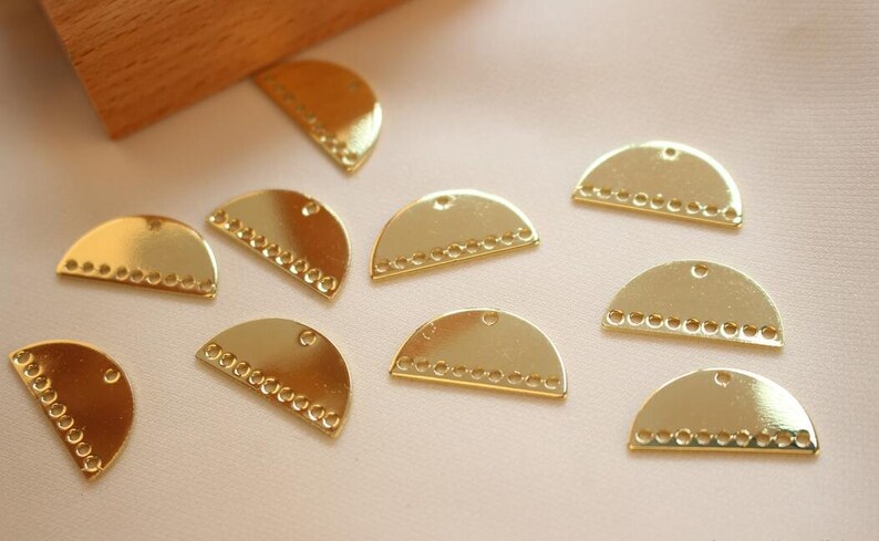 6pcs Brass Earring Charms Earring Supply Half Round Shape Earring connector-Earring findings-jewelry supply 21mm*10mm