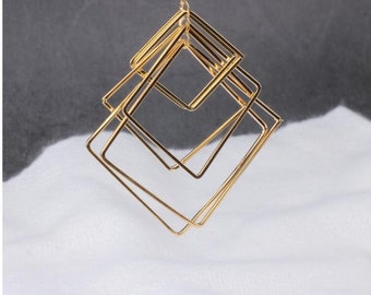 6pcs Zn Alloy Plated Gold Earring Charms Earring Supply Square Tassel Shape Earring connector-Earring findings-jewelry supply 62mm*76mm