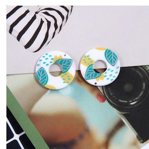 6pcs Acrylic Earring Earring Supply Charms Round Circle Leaf Shape Earring connector-Earring findings-jewelry supply 38mm