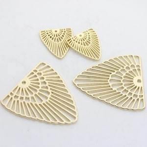 6pcs Zn Alloy Earring Charm Plated Gold Silver Earring Supply- Fan Shape Earring connector-Earring findings-jewelry supply