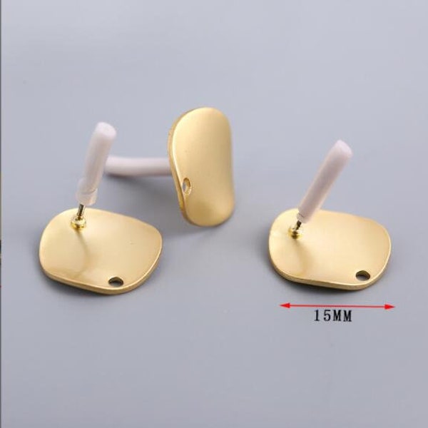 6pcs Zn Alloy Gold Earring Charm Earring Post/stud Earring Charms Wave Round Shape Earring connector-Earring findings-jewelry supply 15mm