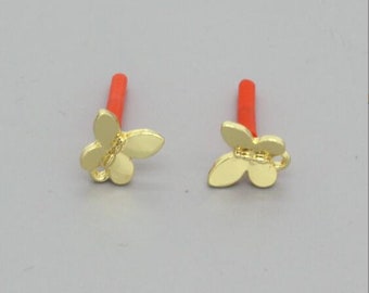 6pcs Zn Alloy Plated  Gold Earring Charm Earring Post/stud Butterfly Shape Earring connector-Earring findings-jewelry supply 11MM *11mm