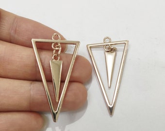 6pcs Zn Alloy Plated Gold Earring Charms Earring Supply Triangle Shape Earring connector-Earring findings-jewelry supply 23mm*42mm