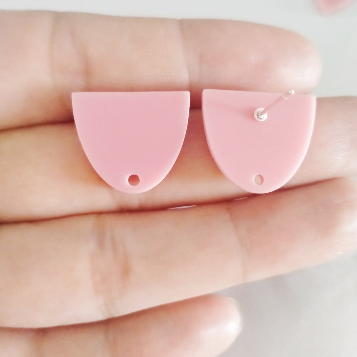 6pcs Resin Acrylic Earring Post Earring Stud Silver Pin Half Etsy