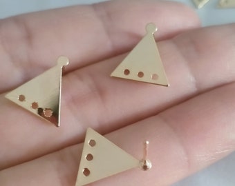 6pcs Zn Alloy Plated Gold Earring Supply Earring Post/Stud Triangle Shape Earring connector-Earring findings-jewelry supply 12mm*13mm HI1319
