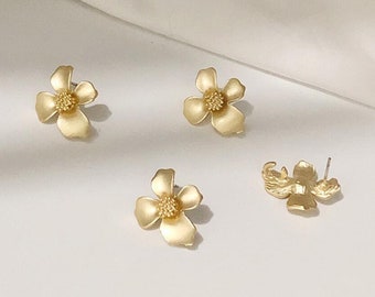6pcs Zn Alloy Gold Earring Charms Earring Supply Earring Charms 3D Flower Shape Earring connector-Earring findings-jewelry supply 18mm