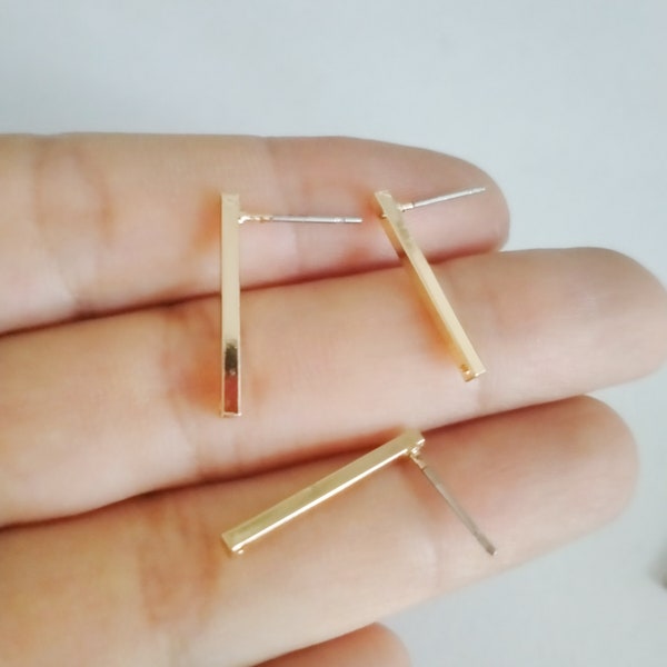 6pcs Brass Gold Earring Supply Earring Post/Stud Rectangle Bar Rod Shape Earring connector-Earring findings-jewelry supply 20*1.5mm CT2146G