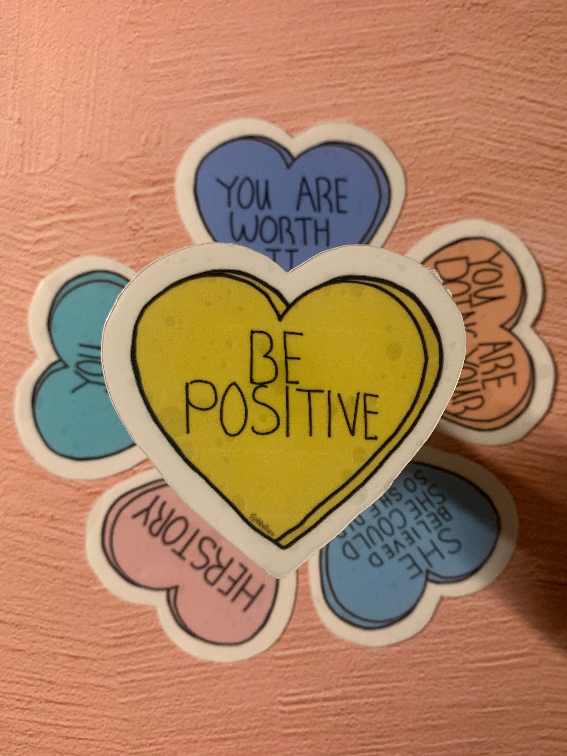 Pack of 6 Clear Candy Hearts Sticker Etsy