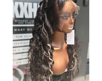 20" Raw Indian HD 13*4 Lace Frontal Highlight Crimp Wig