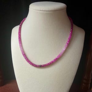 14K Yellow Gold Pink Tourmaline Gradient Bead Necklace