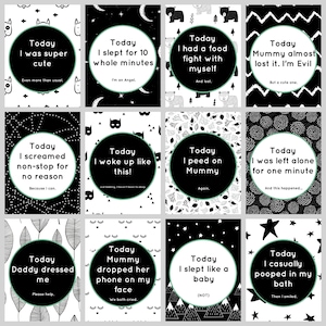 Baby Milestone Cards - 24 Unique Cute & Funny Card Designs - Standard and Hilarious Milestones  - For New Parents with a Sense of Humour