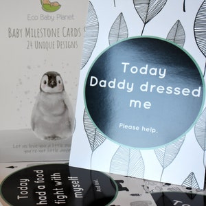 Baby Milestone Cards - 24 Unique Cute & Funny Card Designs - Standard and Hilarious Milestones  - For New Parents with a Sense of Humour