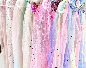 Party Girl Capes, Fairy Veil, Princess Cloak with Shiny Sequin, Dress up Birthday Costume Party, Magical Flower Girl, Girl's Birthday Gift