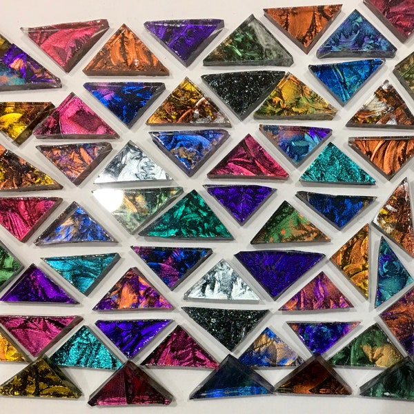 DISCONTINUED 75 TRIANGLE SAMPLER Mix (1/2"+ Size) Van Gogh Stained Glass Mosaic Loose Tile B28