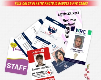 Custom id card, custom id badge, PVC card, printed id cards, plastic badge, office badge, identification badge, Photoname card, stationery