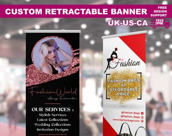 Promotional Retractable Roll Up Banner with Stand, Customized Banner for Business Corporate Event Exhibitions Trade Shows Booth Seminar Fair