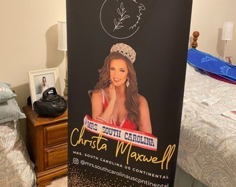 Custom Retractable Wedding Banner with Image and Name, Personalized Roll Up Banner with Adjustable Stand, Event Banner, Wedding Display Show