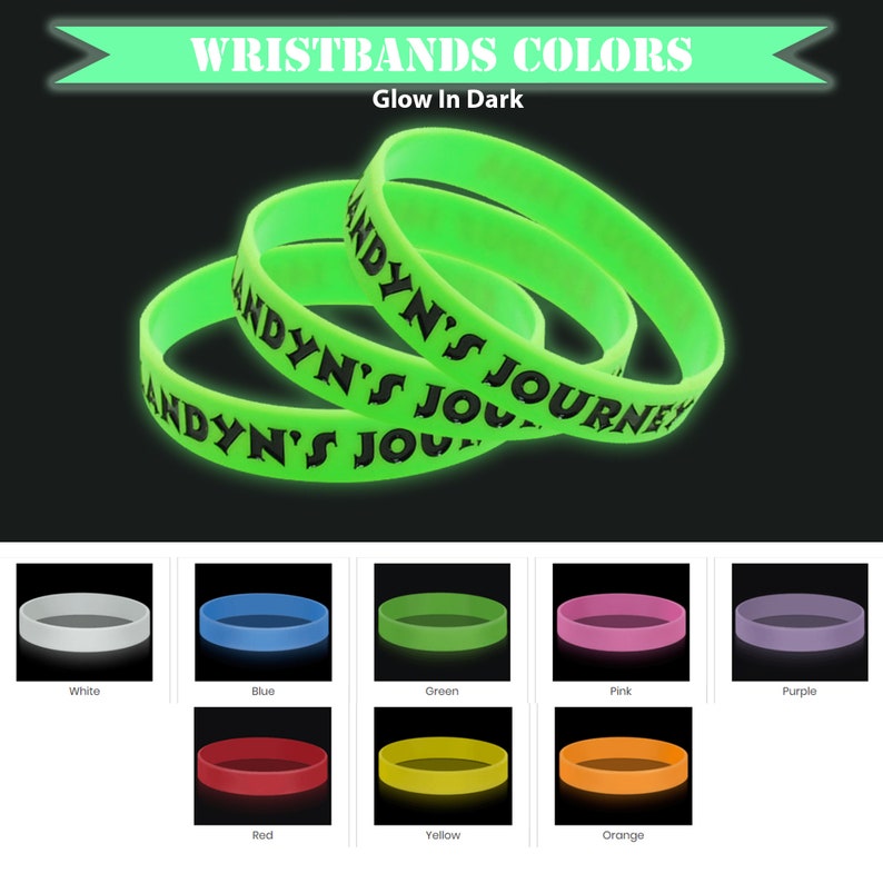 Glow in Dark Colored Silicone Wristbands Custom Size Glow Etsy