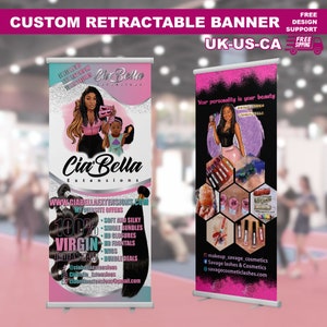 Retractable Banner, Custom Roll Up Banner Stand, Pop Up Banner Pop Up shop Banner, Custom Banner Sign Display Retractable Printing Rollup