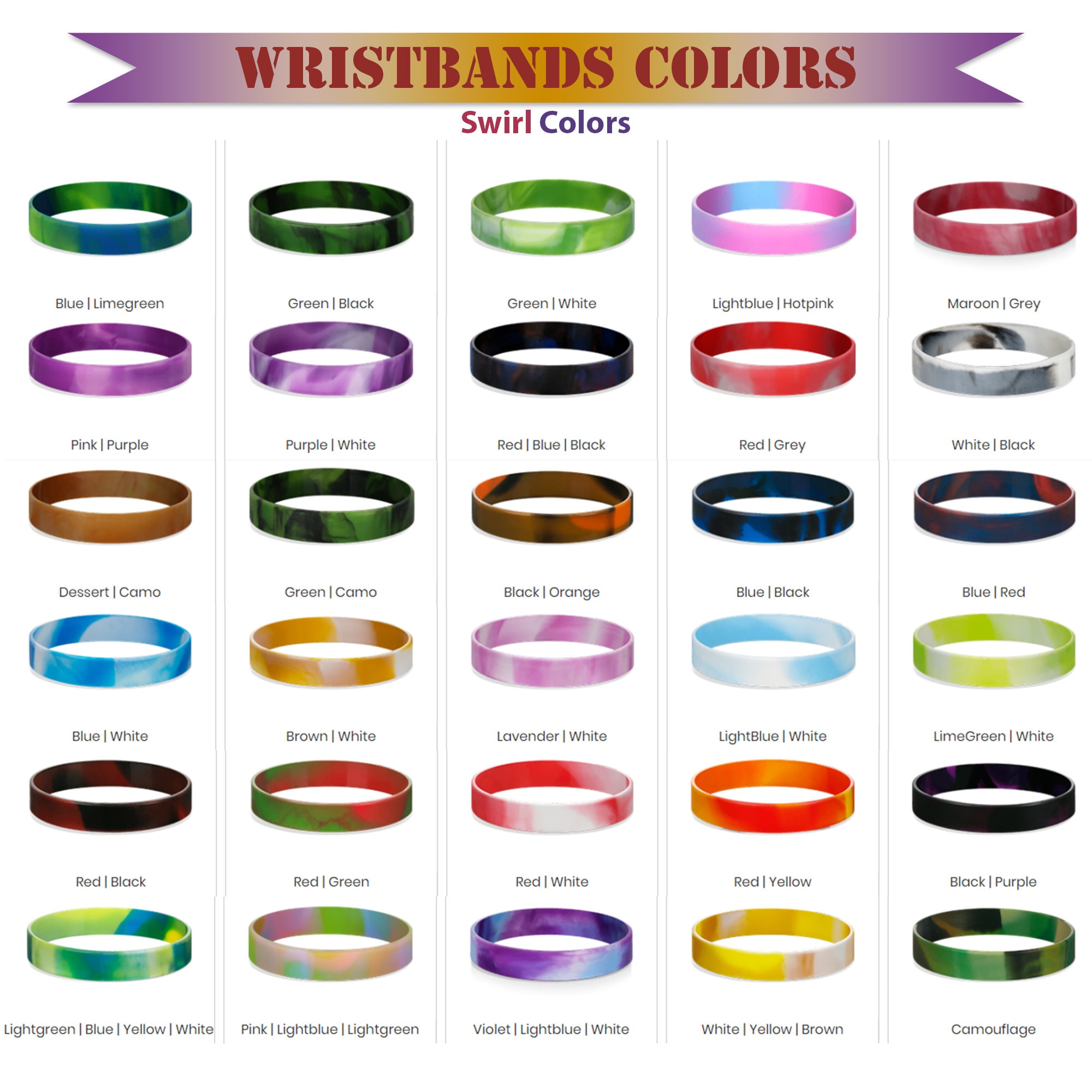 Muka 100 PCS Personalized Silicone Bracelets, Engraved Rubber Wristbands  for Events-Blue/Purple Swirl-Youth Size: 7 x 1/2 inch : Amazon.co.uk:  Sports & Outdoors