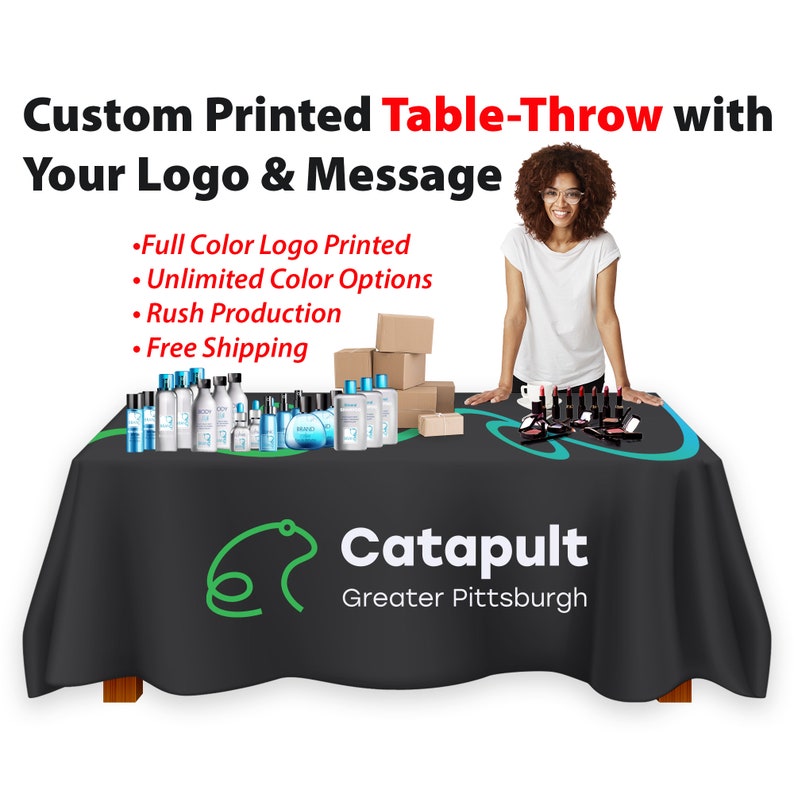 Custom Logo Tablecloth Personalized Table Throw With Your Logo Etsy