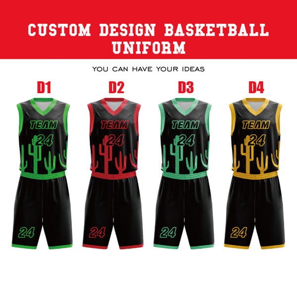 Personalised Basketball Jersey for Youth Men Women Kids, Reversible Basketball Uniforms for Toddlers, V Neck Customized Jersey Tops Shorts