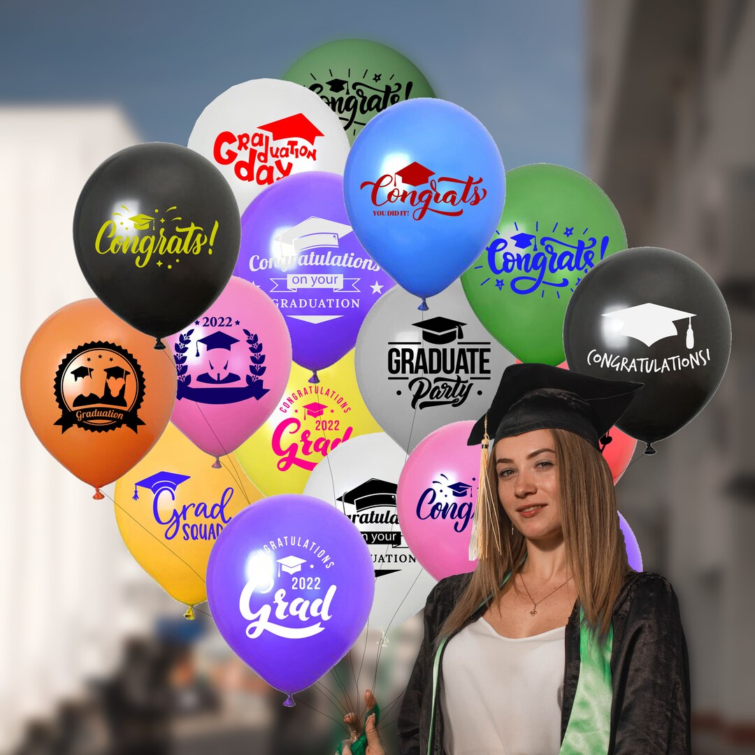 Custom College Balloons for Graduation Celebration, Customized Black