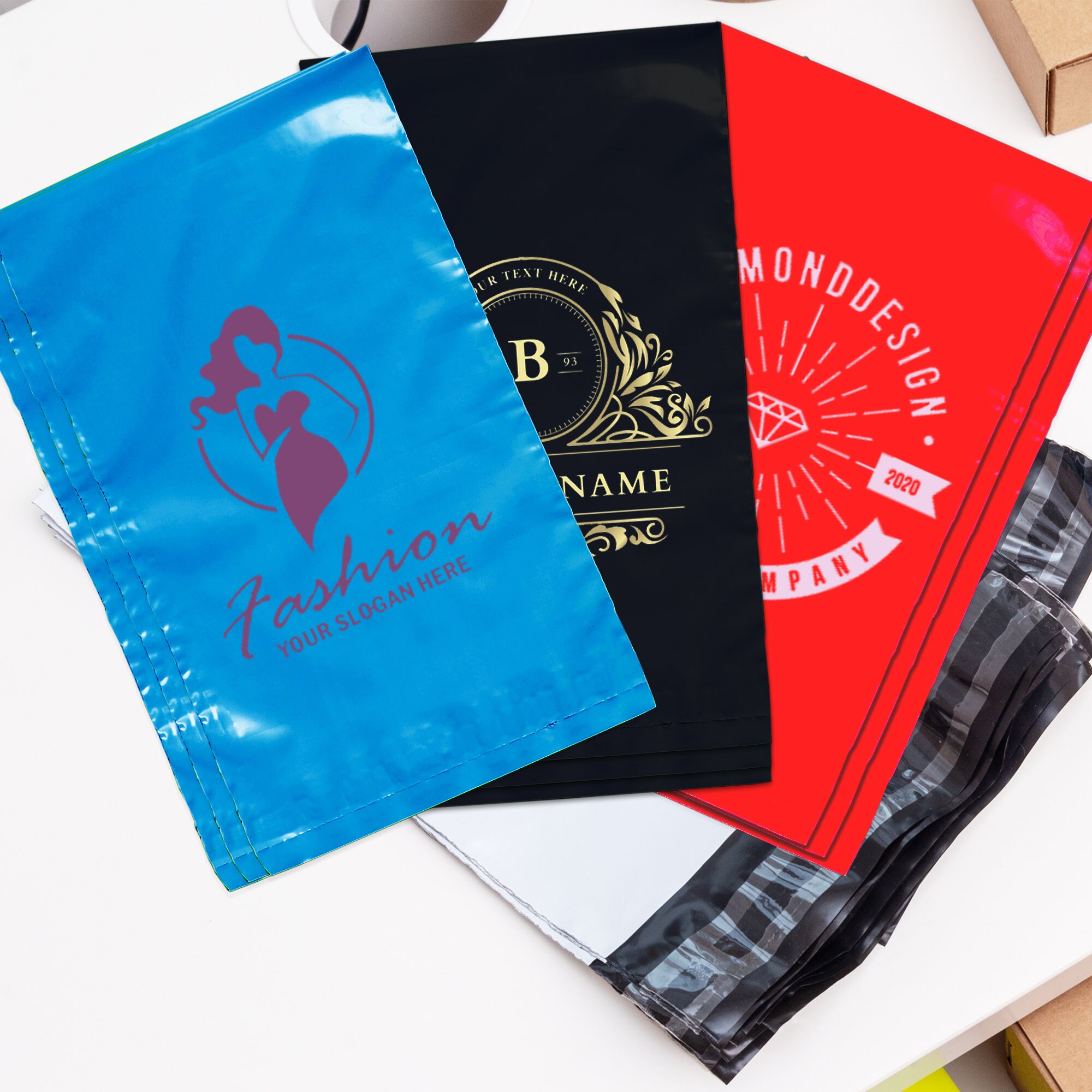 Custom poly mailer bags prined with One color logo Postal Etsy