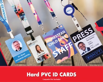 Badge identificativi con foto in plastica a colori e tessere in PVC - Stampati su entrambi i lati - ID con foto per luoghi di lavoro, badge visitatori, appaltatori, tessere del personale in blocco