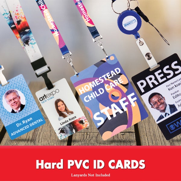 Full Color Plastic Photo ID Badges & PVC Cards - Both Side Printed- Photo ID For The Workplace, Visitor Badges, Contractors, Staff Card Bulk
