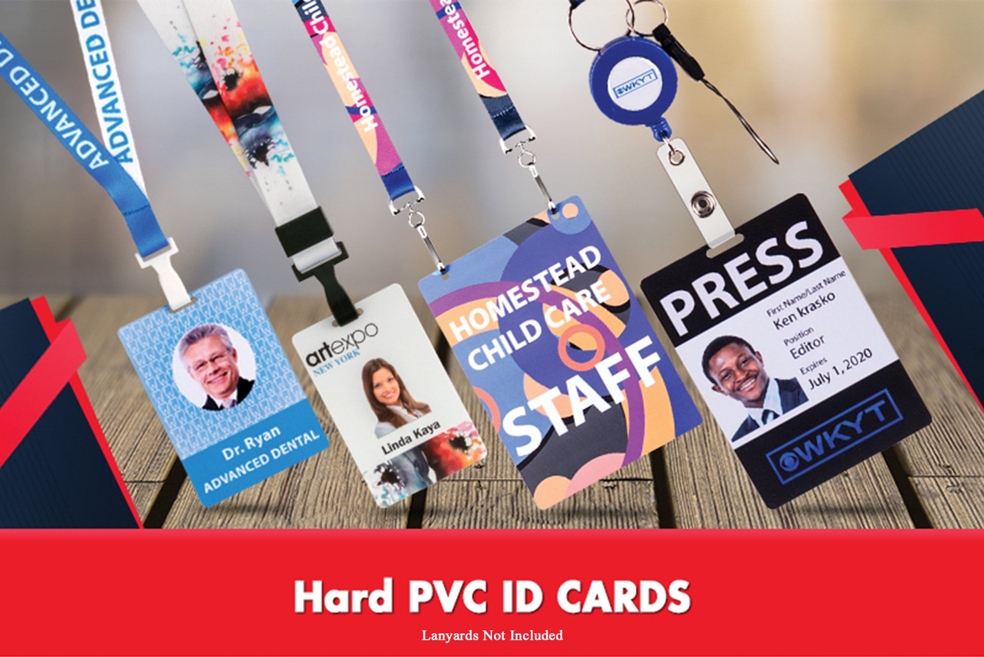 Full Color Plastic Photo ID Badges & PVC Cards Both Side Printed Photo ID  for the Workplace, Visitor Badges, Contractors, Staff Card Bulk 