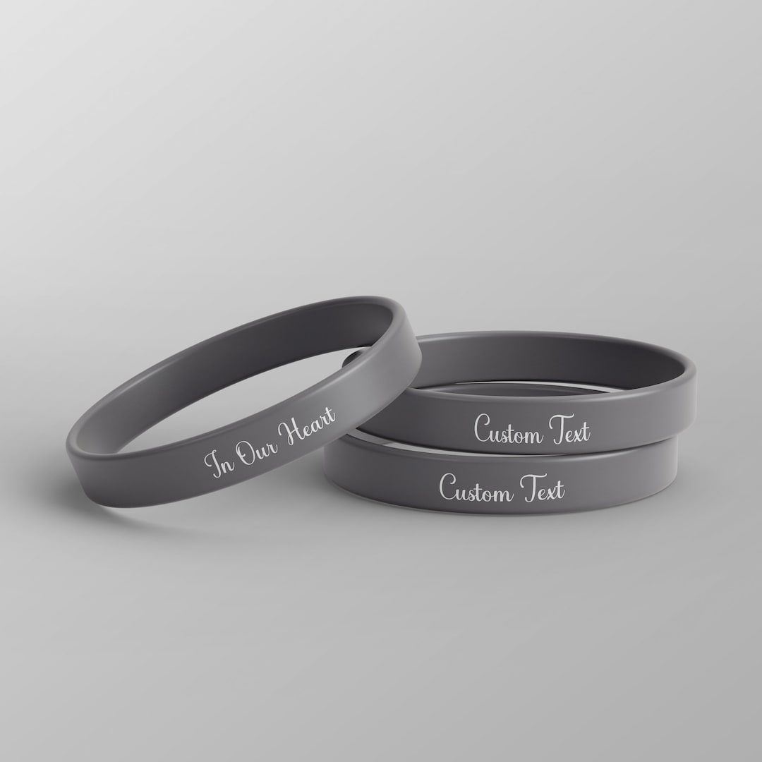 Custom Memorial Bracelets, Personalised Rubber Memorial Wristbands for